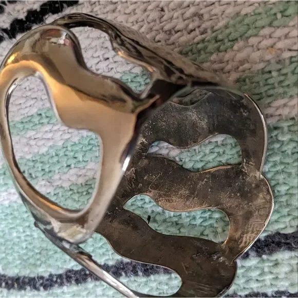 Silver Abstract Bracelet Cuff - Picture 7 of 13